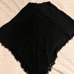 Elegant Black Fringe Poncho Top